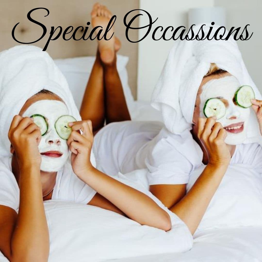 Two guests wearing face masks
